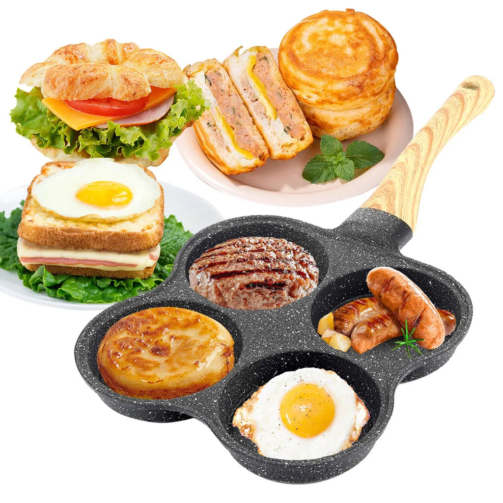 Frigideira Antiaderente Multifuncional 4 Funções para Ovos, Hambúrguer e Omelete
