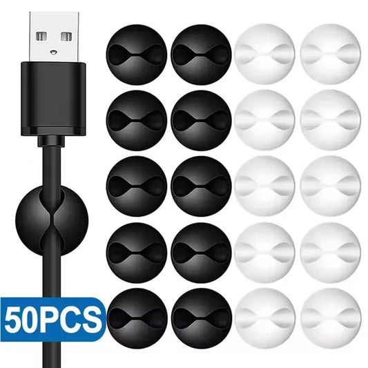 5/50 pçs mini cabo dobadoura organizador clipes de cabo de carregamento usb mesa arrumado organizador fio cabo titular protetores em casa escritório carro
