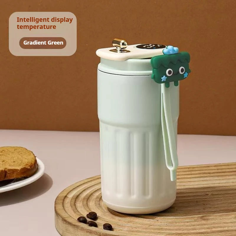 Copo de café com display digital inteligente de temperatura LED Garrafa térmica de aço inoxidável mantém frio e calor caneca térmica copo esportivo