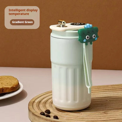 Copo de café com display digital inteligente de temperatura LED Garrafa térmica de aço inoxidável mantém frio e calor caneca térmica copo esportivo