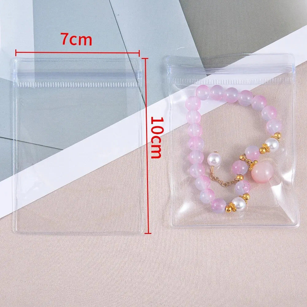 20 pçs malotes de jóias transparentes anti-oxidação zip lock sacos de armazenamento para brinco colar pulseira diy exibição embalagem