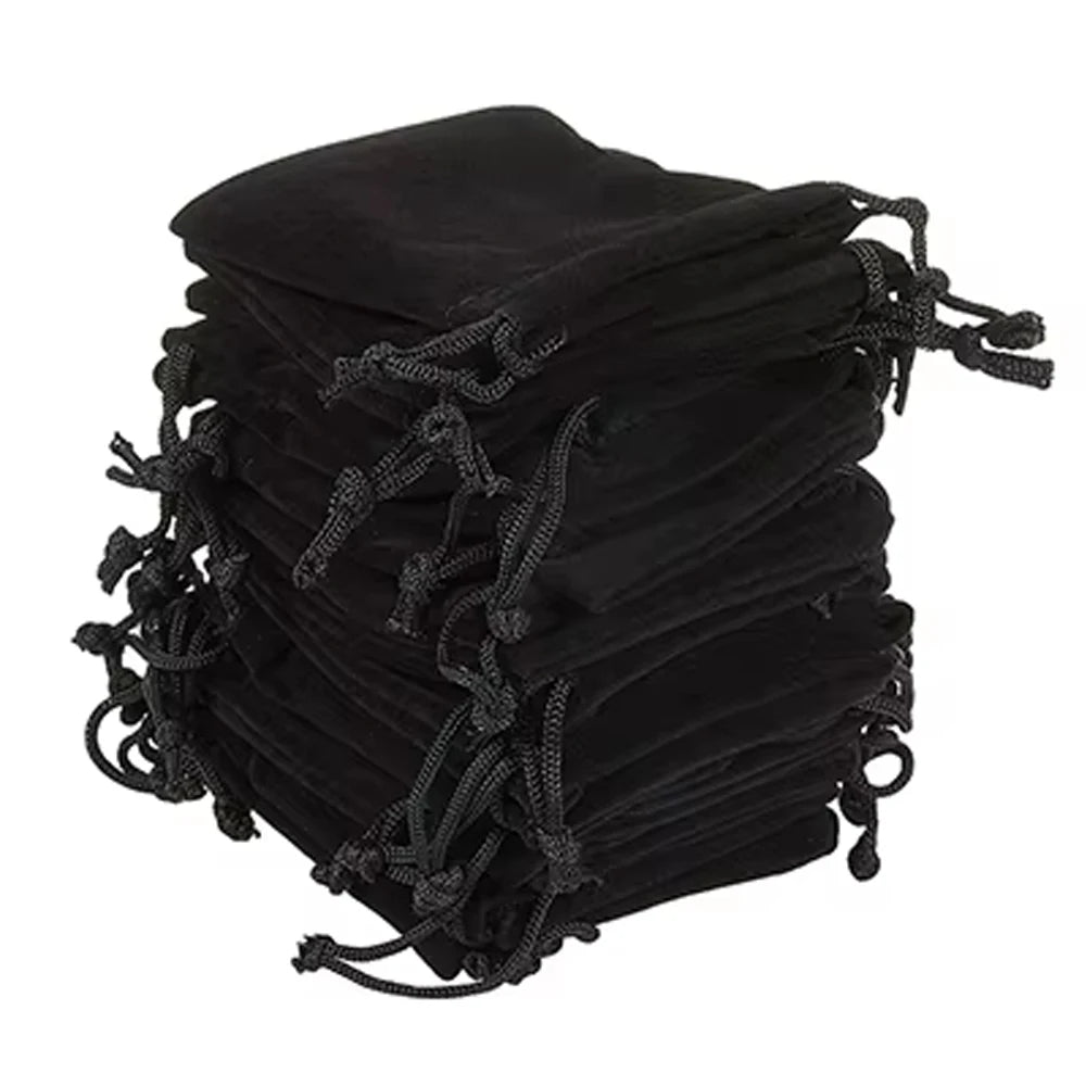 100 unidades de sacos de veludo com cordão para joias, bolsas de camurça macia 5x7cm 7x9cm 9x12cm, pequenas embalagens para presentes, para anéis, brincos e pulseiras