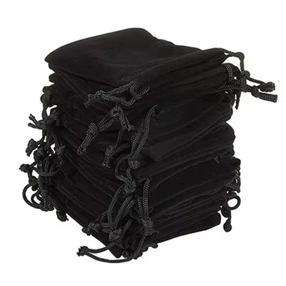 100 unidades de sacos de veludo com cordão para joias, bolsas de camurça macia 5x7cm 7x9cm 9x12cm, pequenas embalagens para presentes, para anéis, brincos e pulseiras