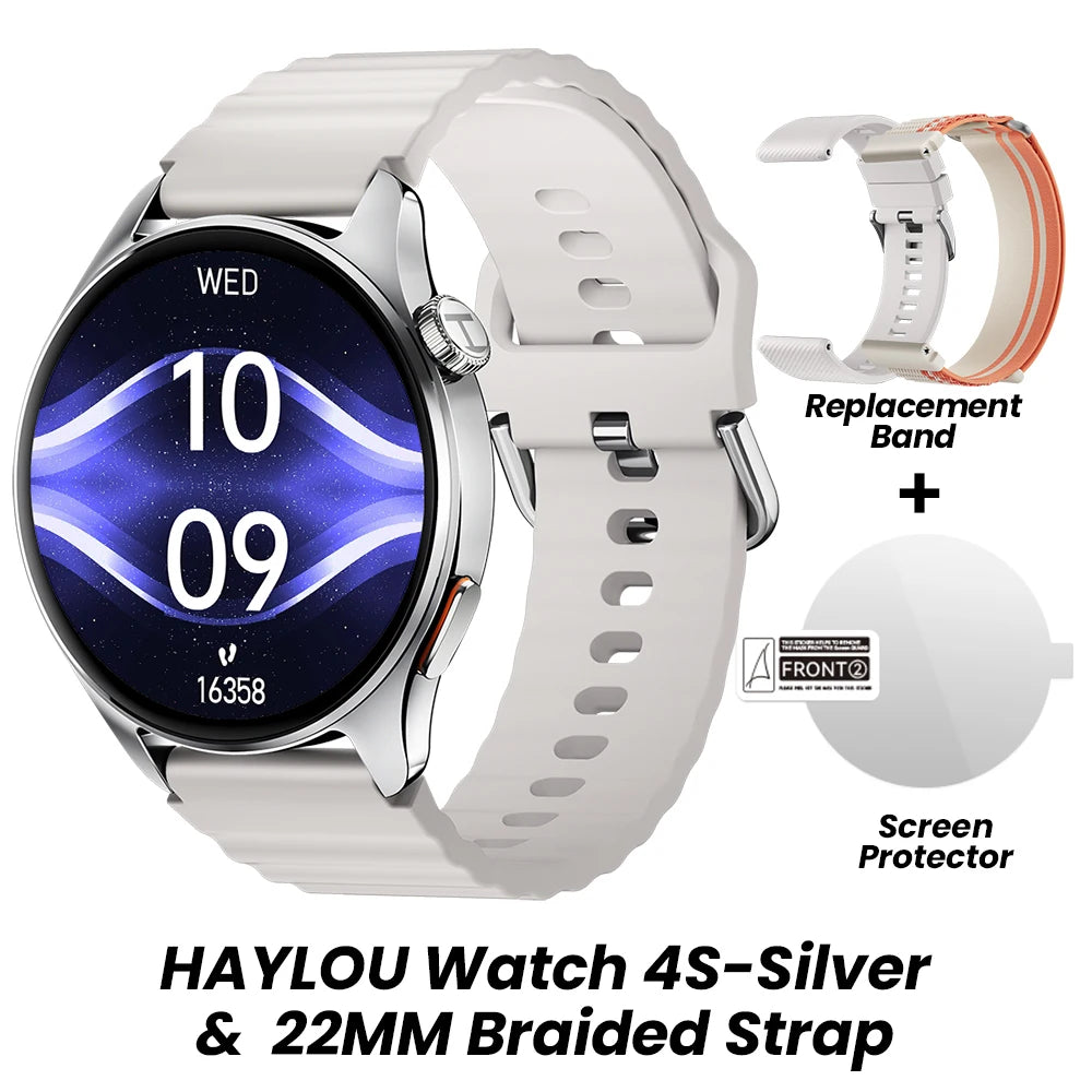Relógio HAYLOU 4S GPS Smartwatch com Tela HD AMOLED de 1.43”, Posicionamento GPS por 5 Satélites, 120+ Modos de Treino, Relógio Inteligente para Fitness