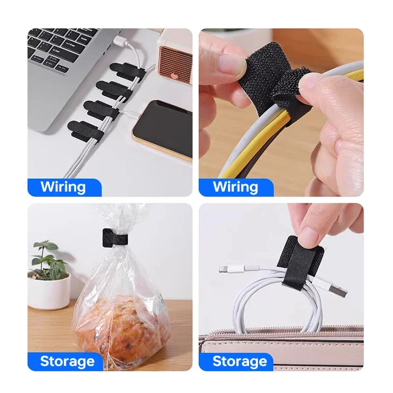 Releasable Nylon Abraçadeiras, Loop Reutilizável, Hoop Tape, Correias Laço, Mouse, Fones de ouvido, Gerenciamento de fio, 20 pcs, 10 pcs, 5pcs