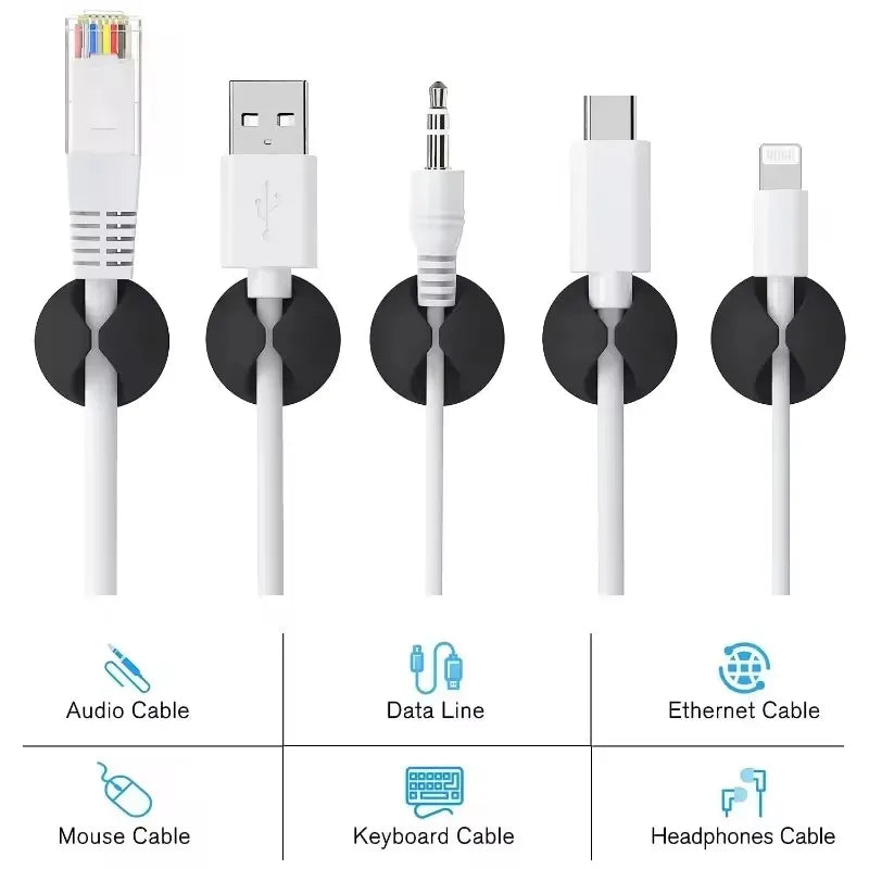 5/50 pçs mini cabo dobadoura organizador clipes de cabo de carregamento usb mesa arrumado organizador fio cabo titular protetores em casa escritório carro
