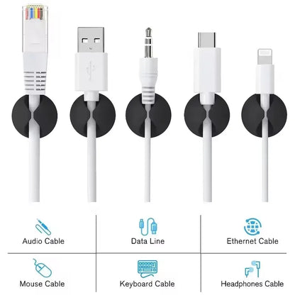 5/50 pçs mini cabo dobadoura organizador clipes de cabo de carregamento usb mesa arrumado organizador fio cabo titular protetores em casa escritório carro