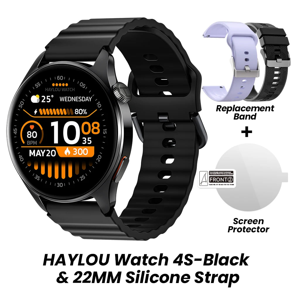 Relógio HAYLOU 4S GPS Smartwatch com Tela HD AMOLED de 1.43”, Posicionamento GPS por 5 Satélites, 120+ Modos de Treino, Relógio Inteligente para Fitness