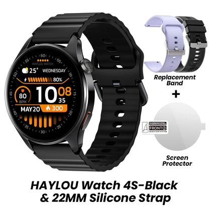 Relógio HAYLOU 4S GPS Smartwatch com Tela HD AMOLED de 1.43”, Posicionamento GPS por 5 Satélites, 120+ Modos de Treino, Relógio Inteligente para Fitness