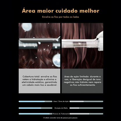 Modelador de Cabelo 32mm com Display LCD, Preto e Dourado, 5 Temperaturas (140°C-220°C), Revestimento Cerâmico, Bivolt 110-220V