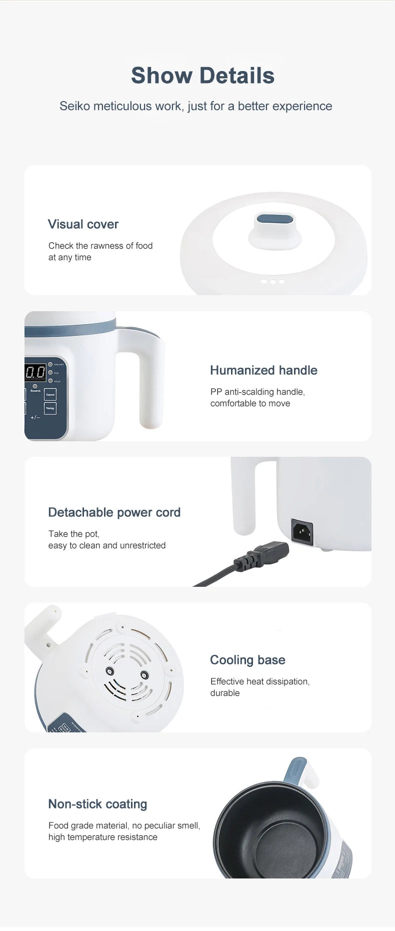 Panela elétrica de arroz 1,7l, camada dupla única, 220v, multifogão, antiaderente, mecânica inteligente, multicooker, panela de arroz no vapor para casa