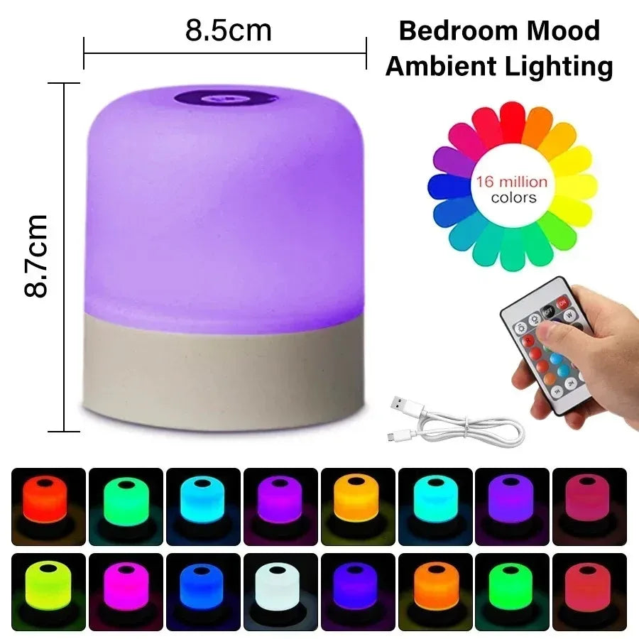 Ggbingo toque luz da noite recarregável controle remoto luz da noite rgb regulável candeeiro de mesa luz ambiente para o quarto sala estar