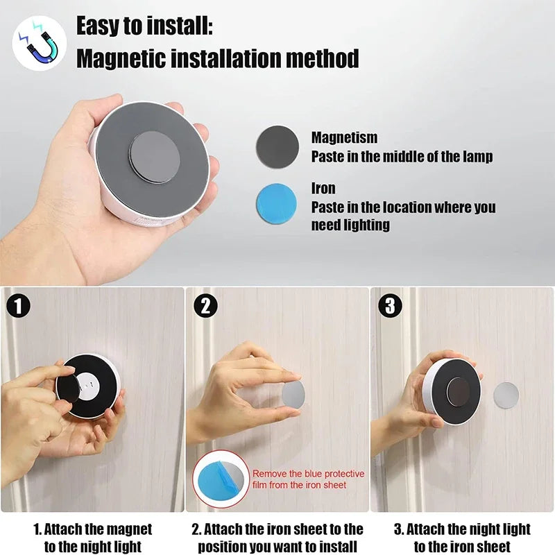 2 ~ 6 pacote sensor de movimento led night light usb recarregável 3 cores noite lâmpada armário guarda-roupa escada sem fio luz do armário
