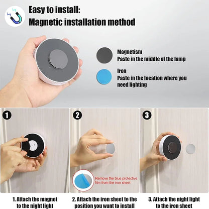 2 ~ 6 pacote sensor de movimento led night light usb recarregável 3 cores noite lâmpada armário guarda-roupa escada sem fio luz do armário
