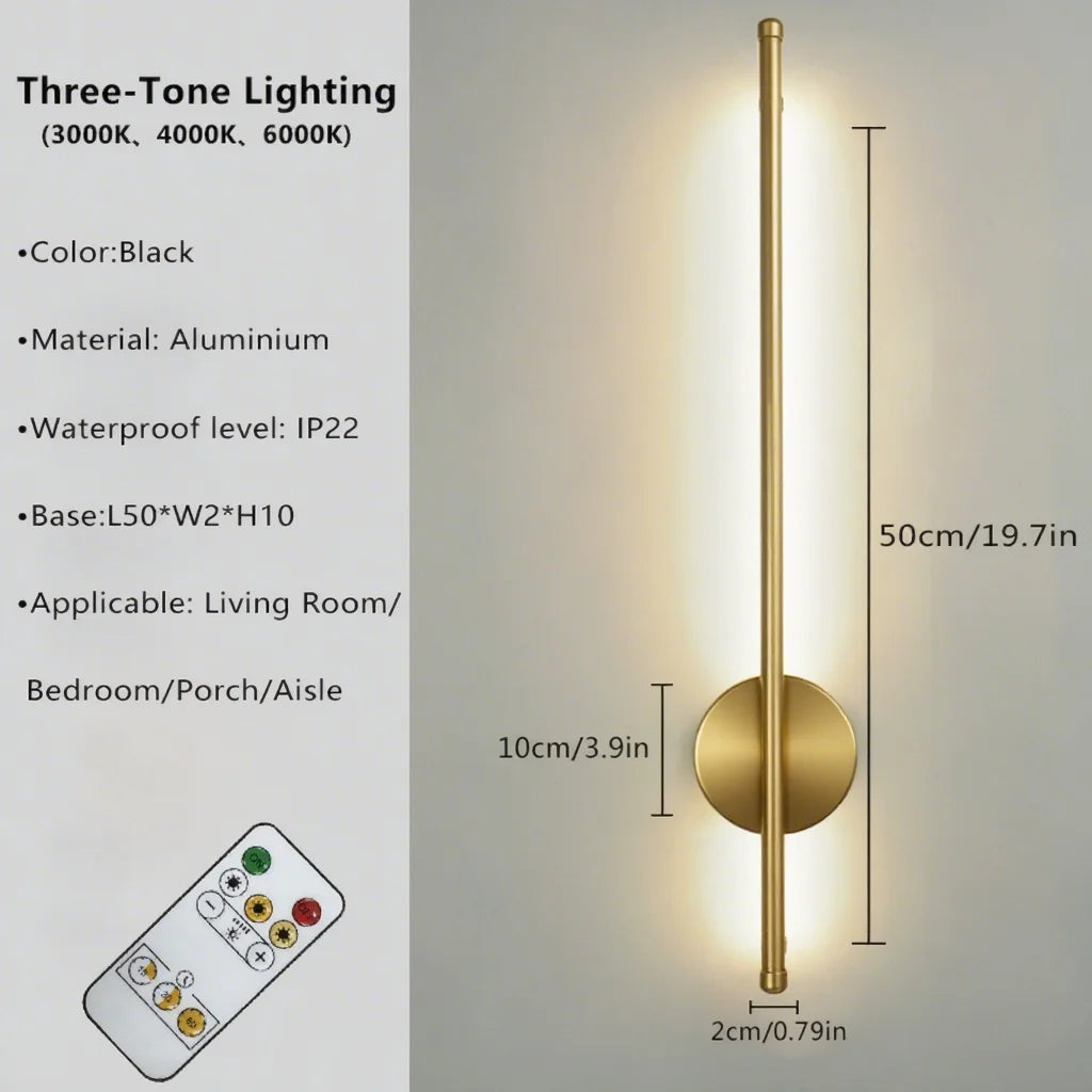 Luminária de parede magnética recarregável 50, preta, dourada, para sala de estar, quarto, corredor, estudo, escada, vestiário, iluminação led, fiação grátis
