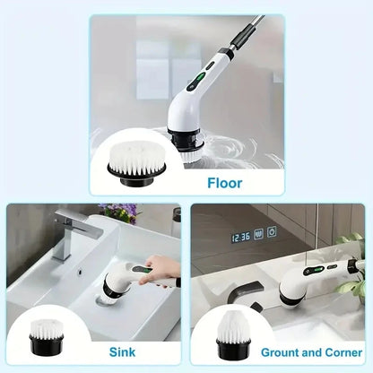 1 Conjunto, Escova de Limpeza Elétrica, Escova Rotativa Elétrica Sem Fio, 7 Cabeças de Escova e Cabo Extensível Ajustável, Escova de Limpeza para Banheiro, Ferramentas de Limpeza Doméstica