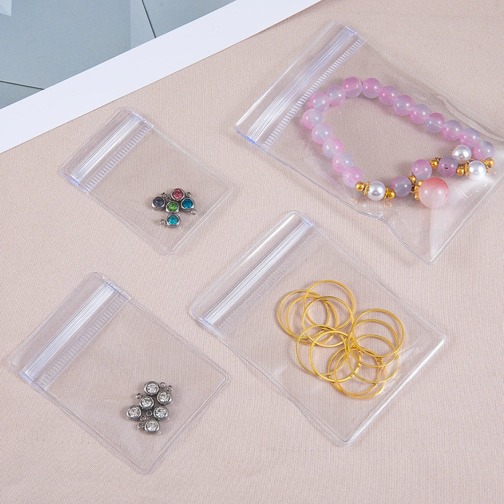 20 pçs malotes de jóias transparentes anti-oxidação zip lock sacos de armazenamento para brinco colar pulseira diy exibição embalagem