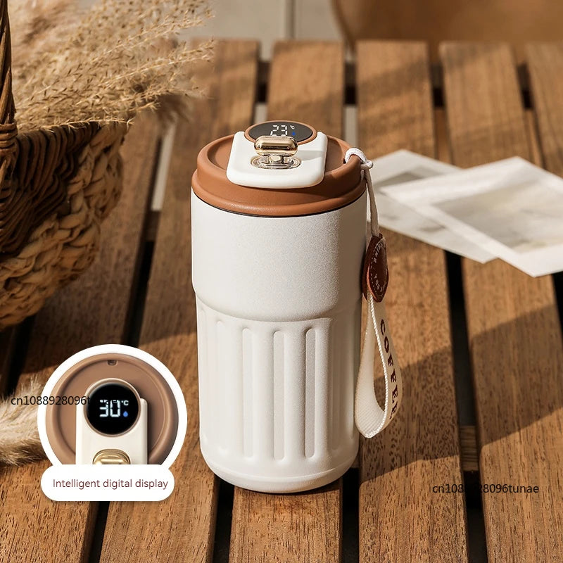 Copo de café com display digital inteligente de temperatura LED Garrafa térmica de aço inoxidável mantém frio e calor caneca térmica copo esportivo