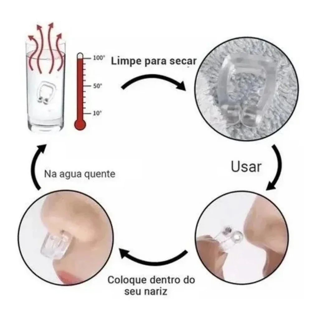 Kit 4 Clipe Nasal Anti Ronco e Apneia Dilatador Magnético
