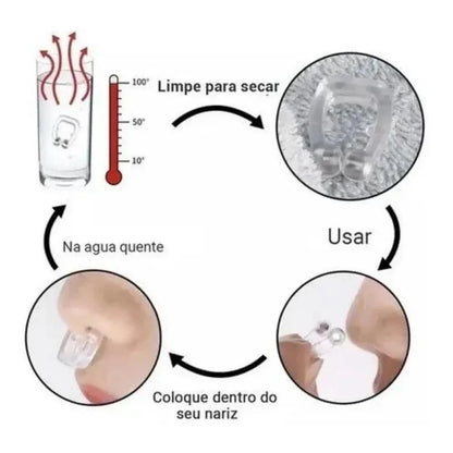 Kit 4 Clipe Nasal Anti Ronco e Apneia Dilatador Magnético
