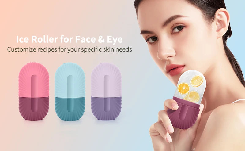 Rolo De Rosto De Gelo Para Massagem De Beleza, Molde De Cubo De Gelo De Silicone para Inchado Dos Olhos, Rolo Facial, Poros De Encolher