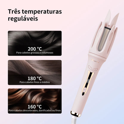 Modelador de Cabelo Automático Rosa 3 Temperaturas (160°C-200°C), Revestimento Cerâmico, Aquecimento Rápido, Cachos em Minutos