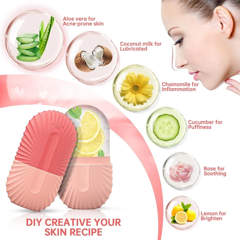 Rolo De Rosto De Gelo Para Massagem De Beleza, Molde De Cubo De Gelo De Silicone para Inchado Dos Olhos, Rolo Facial, Poros De Encolher