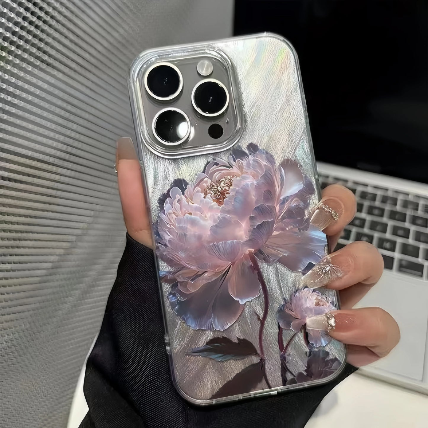 Cinco lótus dourado padrão caso de telefone para iphone 11 13 14 15 16 pro max 7 8 14 15 plus xs max xr 16e pena textura capa dura
