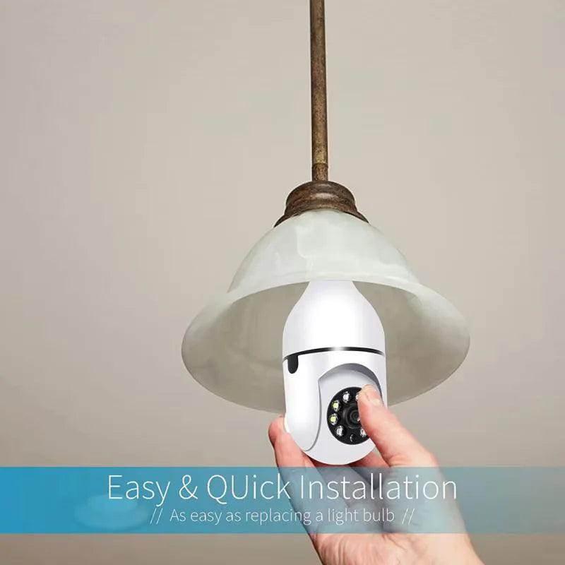 Câmeras de Segurança com Lâmpada, Câmera WiFi Sem Fio para Exterior 5GHz, 360 Graus, Soquete E27