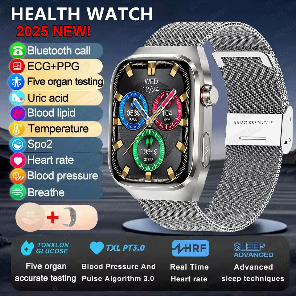2025new micro exame físico relógio inteligente para homens ácido úrico gordura corporal cinco órgãos relógios de saúde bluetooth chamada smartbracelet