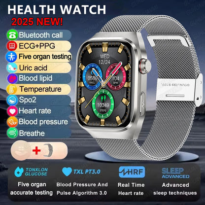 2025new micro exame físico relógio inteligente para homens ácido úrico gordura corporal cinco órgãos relógios de saúde bluetooth chamada smartbracelet