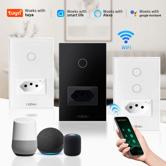 Com Neutro,alexa,interruptor inteligente,tuya,interrutor inteligente,switch,controle,interruptor touch wi fi inteligente,