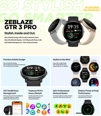 Zeblaze GTR 3 Pro Voz Chamando Relógio Inteligente AMOLED Display Aço Inoxidável 316L Aptidão Smartwatch Para As Mulheres