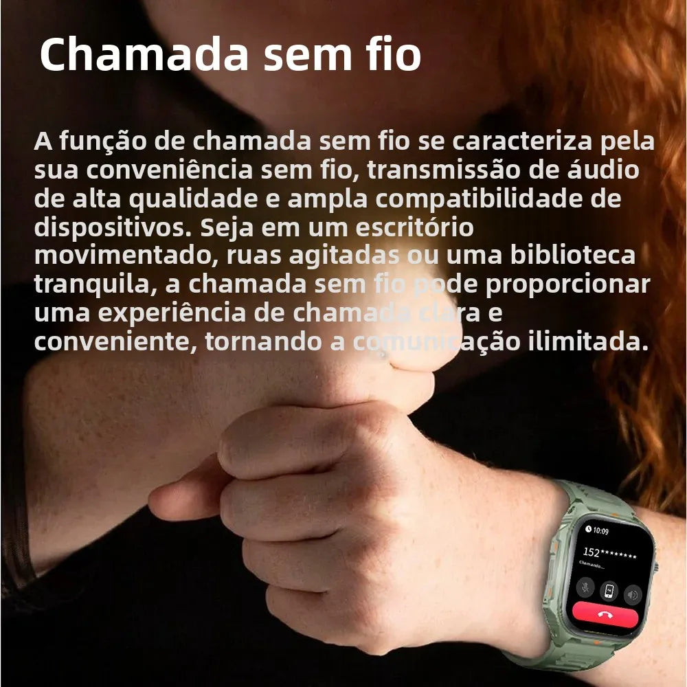 Relógio Inteligente Eletrônico com Chamada BT, Monitor de Frequência Cardíaca, Smartwatch, Rastreador de Fitness, Relógios Esportivos à Prova d'Água para Homens e Mulheres Android 2026